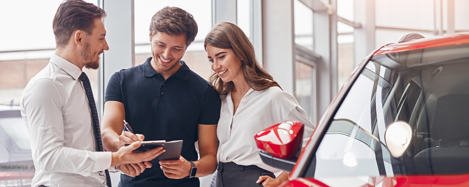 Three people talking