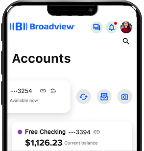 Cell phone with the Broadview app open