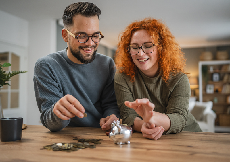 couple looking at budget